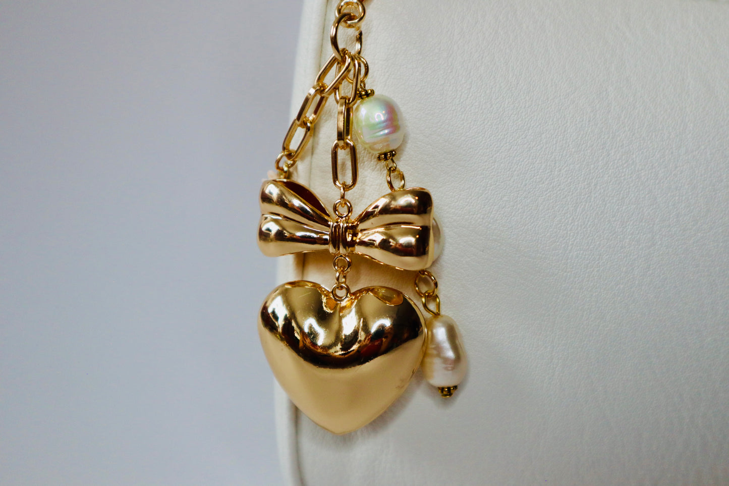 3D Gold Heart Bag Charm | Keychain