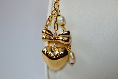 3D Gold Heart Bag Charm | Keychain