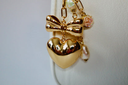 3D Gold Heart Bag Charm | Keychain