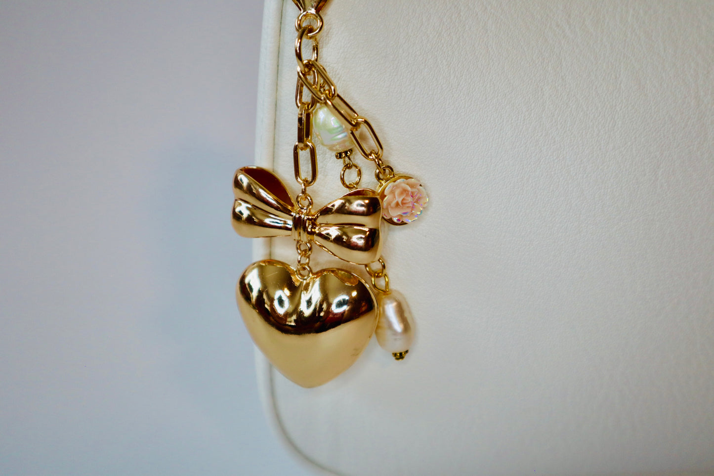 3D Gold Heart Bag Charm | Keychain