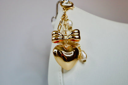 3D Gold Heart Bag Charm | Keychain