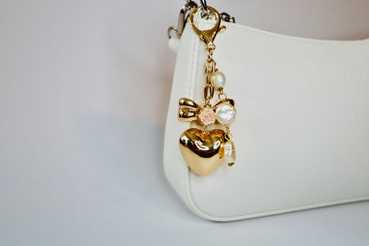 3D Gold Heart Bag Charm | Keychain