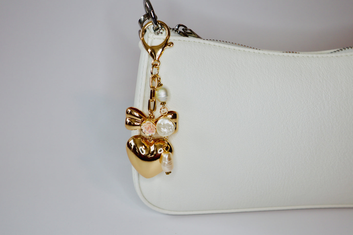 3D Gold Heart Bag Charm | Keychain