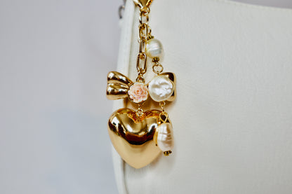 3D Gold Heart Bag Charm | Keychain